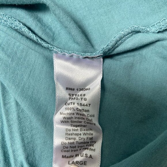 Project Social T Round Neck Relaxed Fit Raw Edges Tee Shirt Green Teal Sz Large - Picture 7 of 7